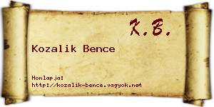 Kozalik Bence névjegykártya